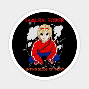 Samurai Sower: Planting Seeds of Wisdom Japanese Gardening Magnet